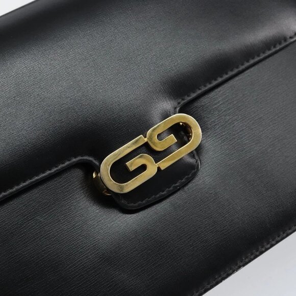 GUCCI Shoulder Bag Leather Black Gold Auth ep11506 - Picture 9 of 16